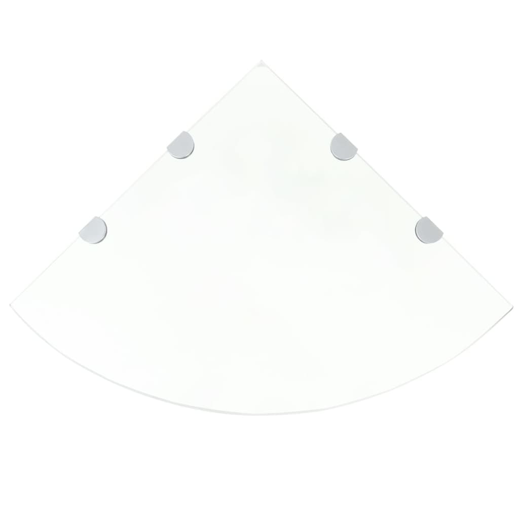 Hörnhylla glas med förkromade hyllkonsoler genomskinlig 45x45cm