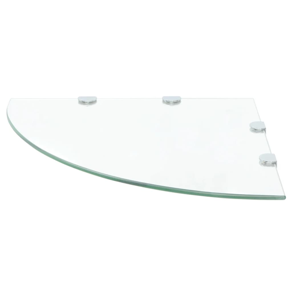 Hörnhylla glas med förkromade hyllkonsoler genomskinlig 45x45cm