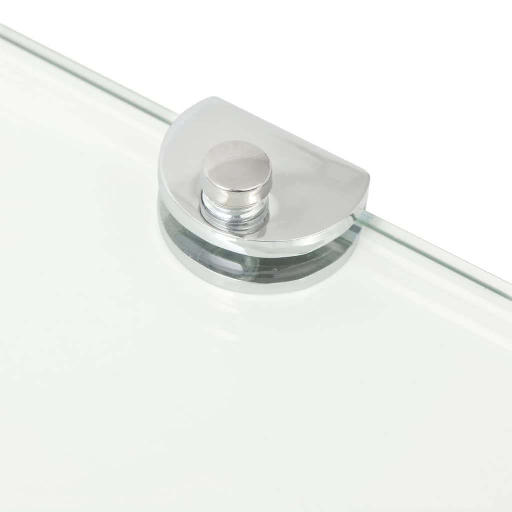 Hörnhylla glas med förkromade hyllkonsoler genomskinlig 45x45cm