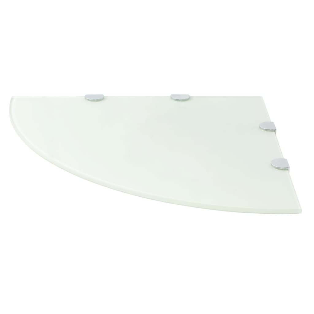 Hörnhylla glas med förkromade hyllkonsoler vit 45x45 cm