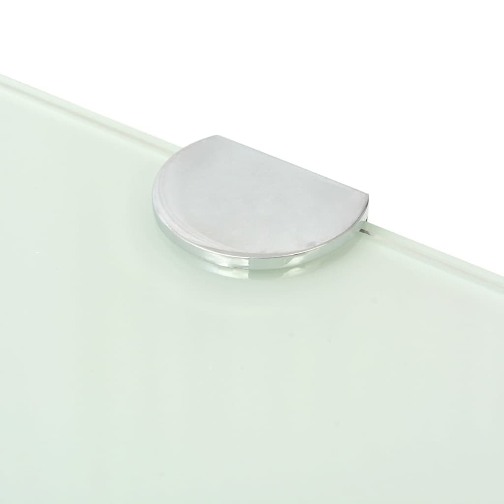Hörnhylla glas med förkromade hyllkonsoler vit 45x45 cm
