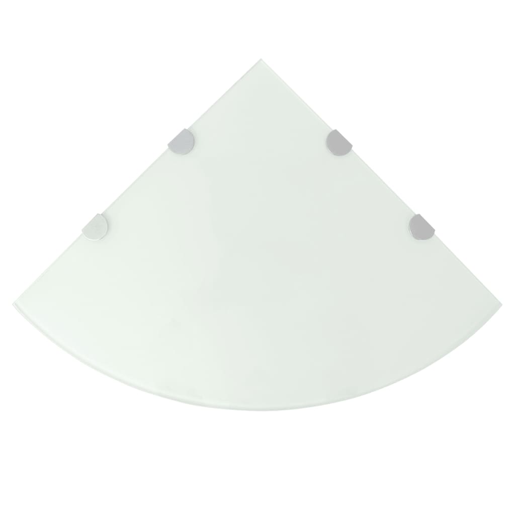 Hörnhylla glas med förkromade hyllkonsoler vit 45x45 cm