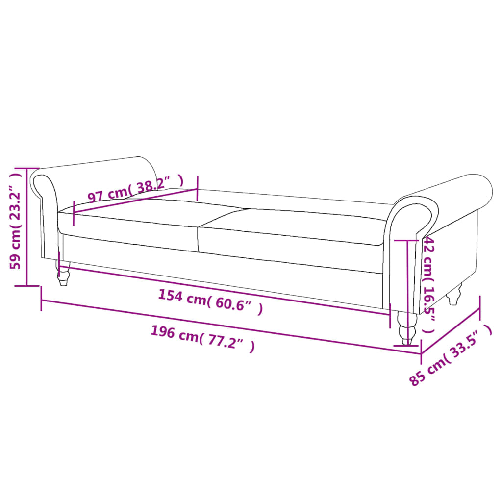 Bäddsoffa 2-sits med armstöd konstmocka brun