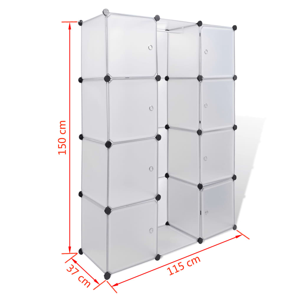 Modulär garderob 9 fack 109x36,5x143 cm vit