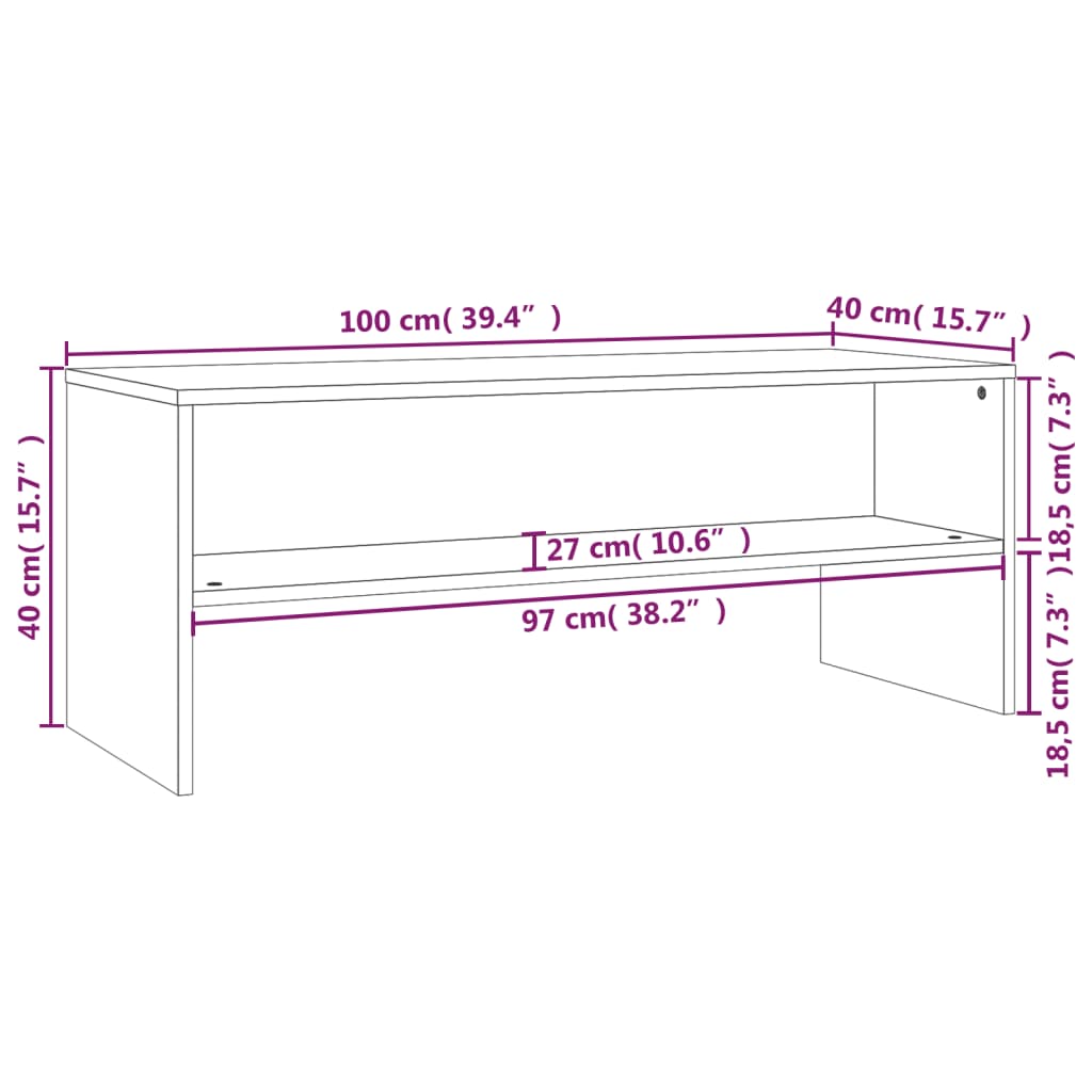 TV-bänk vit 100x40x40 cm konstruerat trä