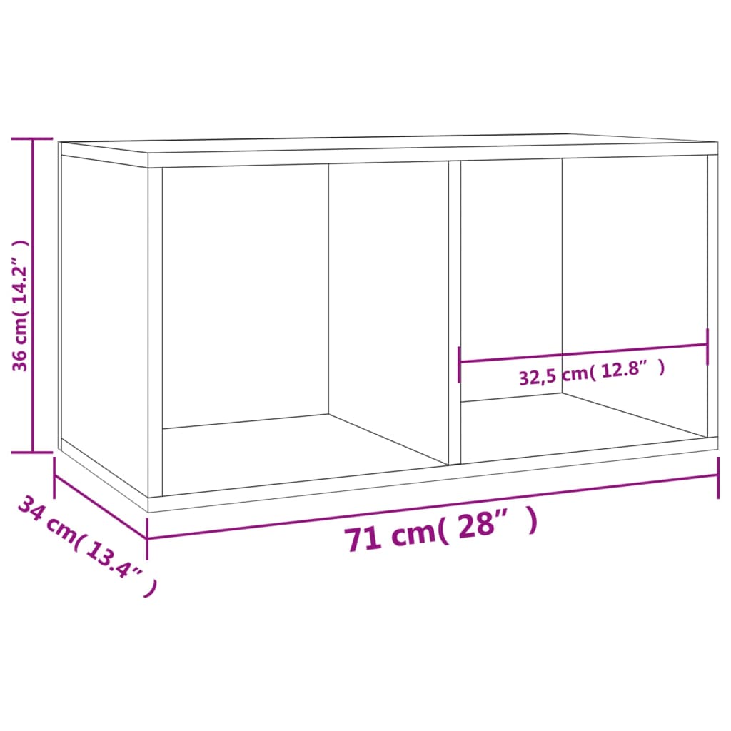 Vinylhylla sonoma-ek 71x34x36 cm konstruerat trä