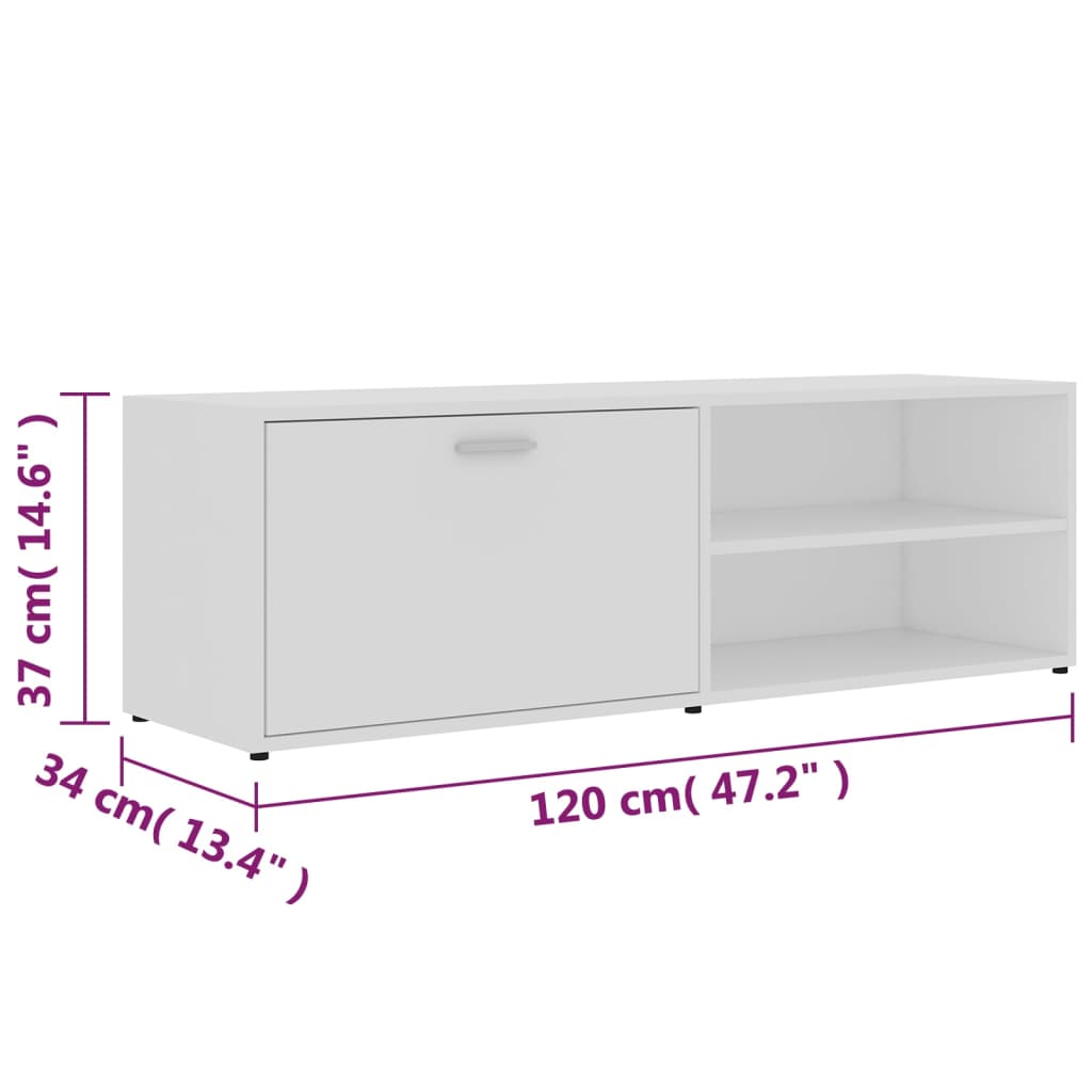 Tv-bänk vit 120x34x37 cm konstruerat trä