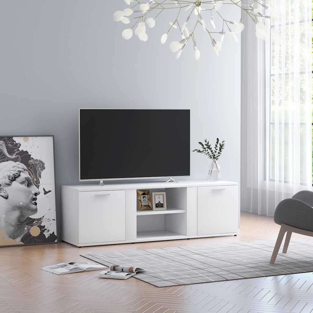 Tv-bänk vit 120x34x37 cm konstruerat trä