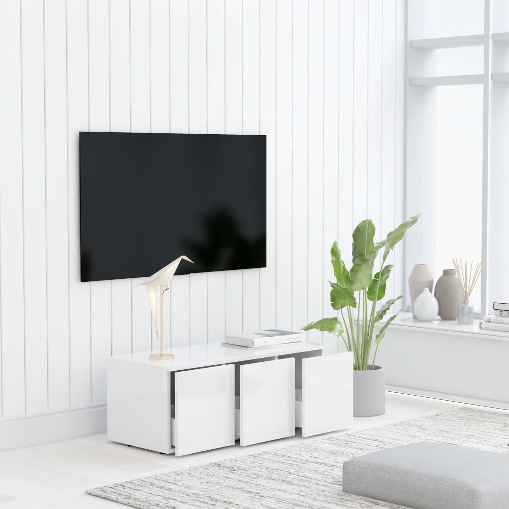 Tv-bänk vit 80x34x30 cm konstruerat trä