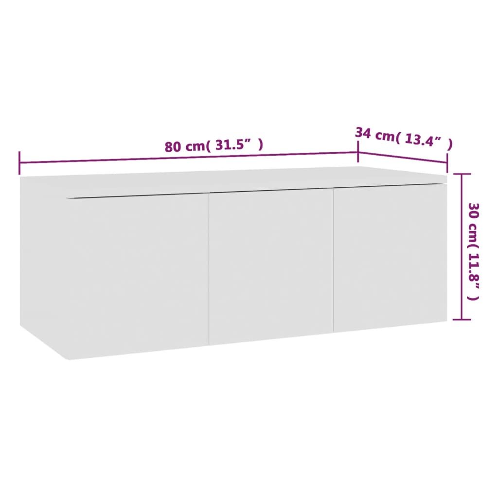 Tv-bänk vit 80x34x30 cm konstruerat trä