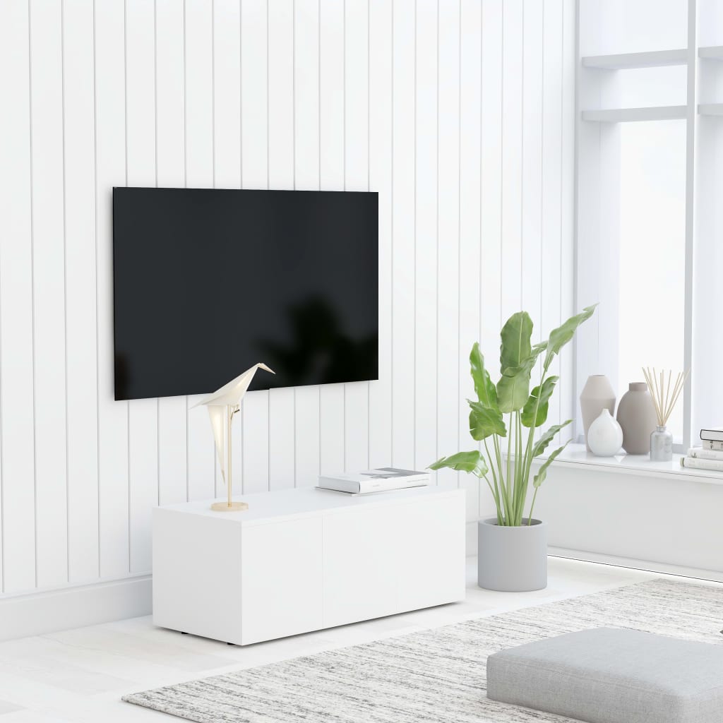 Tv-bänk vit 80x34x30 cm konstruerat trä