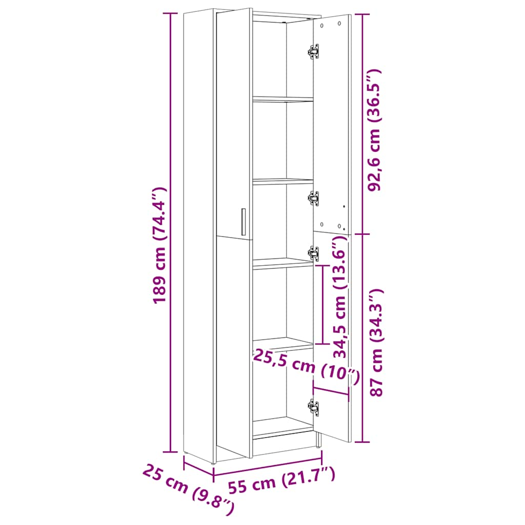 Hallgarderob vit 55x25x189 cm konstruerat trä