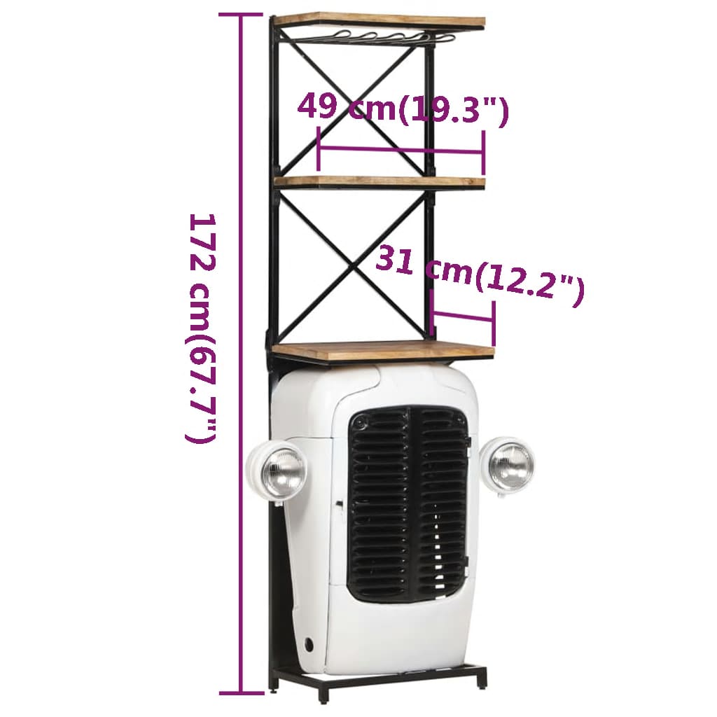 Vinhylla traktor vit 49x31x172 cm grovt mangoträ