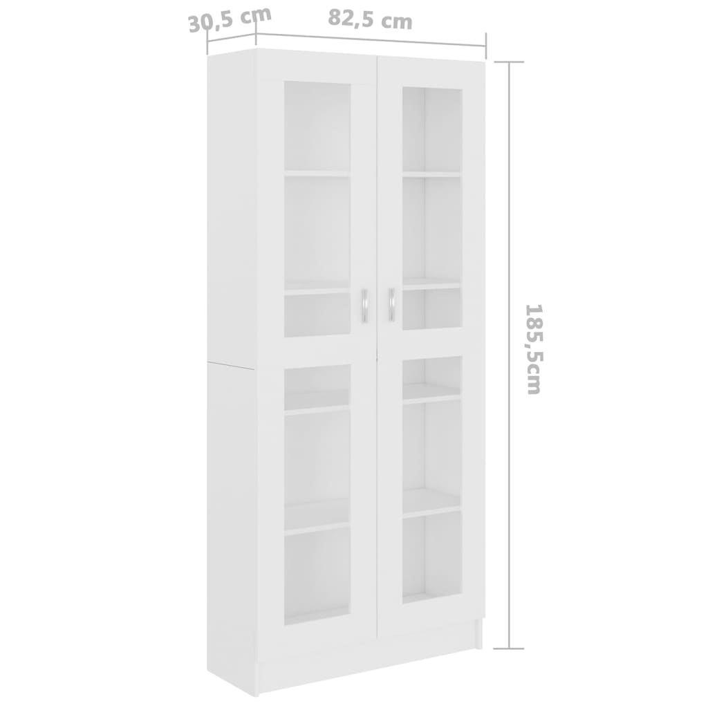 Vitrinskåp vit 82,5x30,5x185,5 cm konstruerat trä