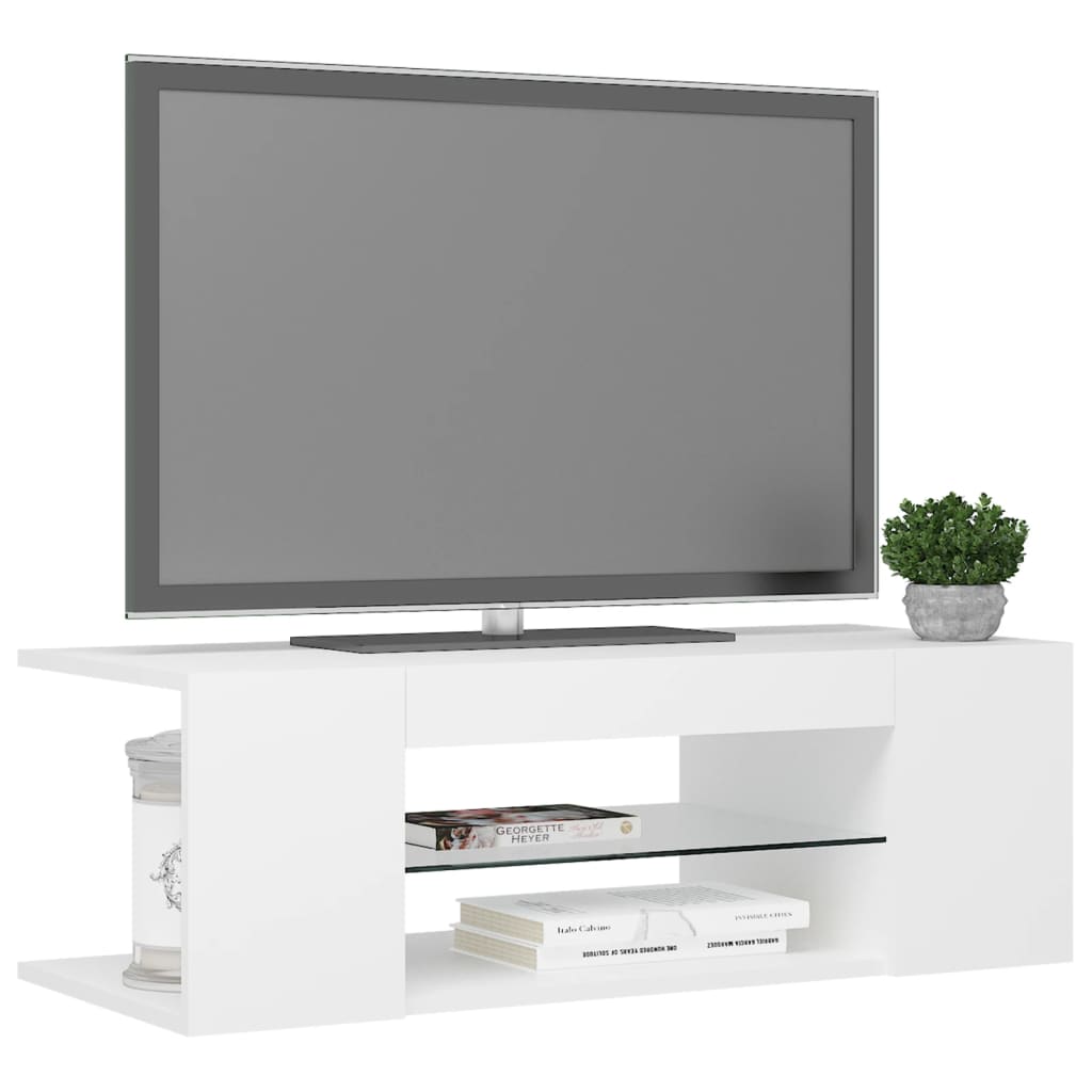 TV-bänk med LED-belysning vit 90x39x30 cm