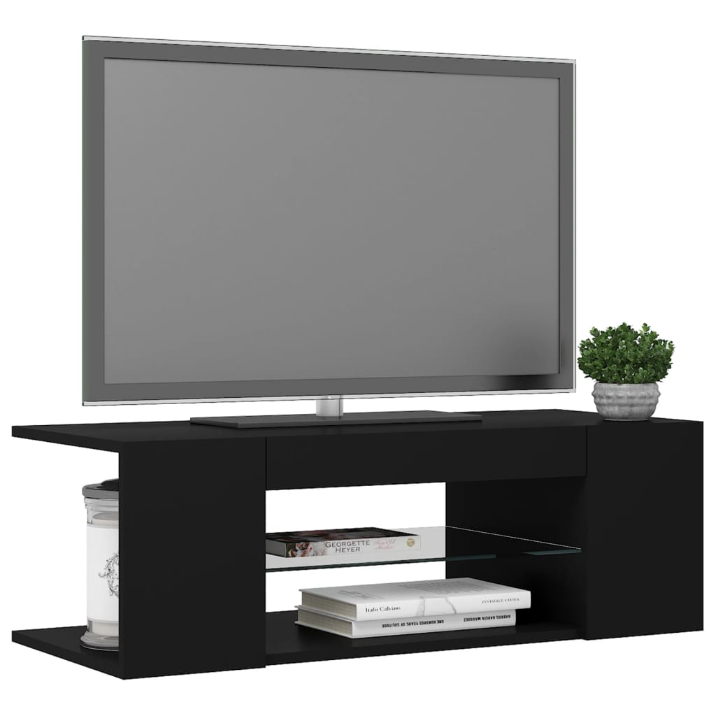 TV-bänk med LED-belysning svart 90x39x30 cm