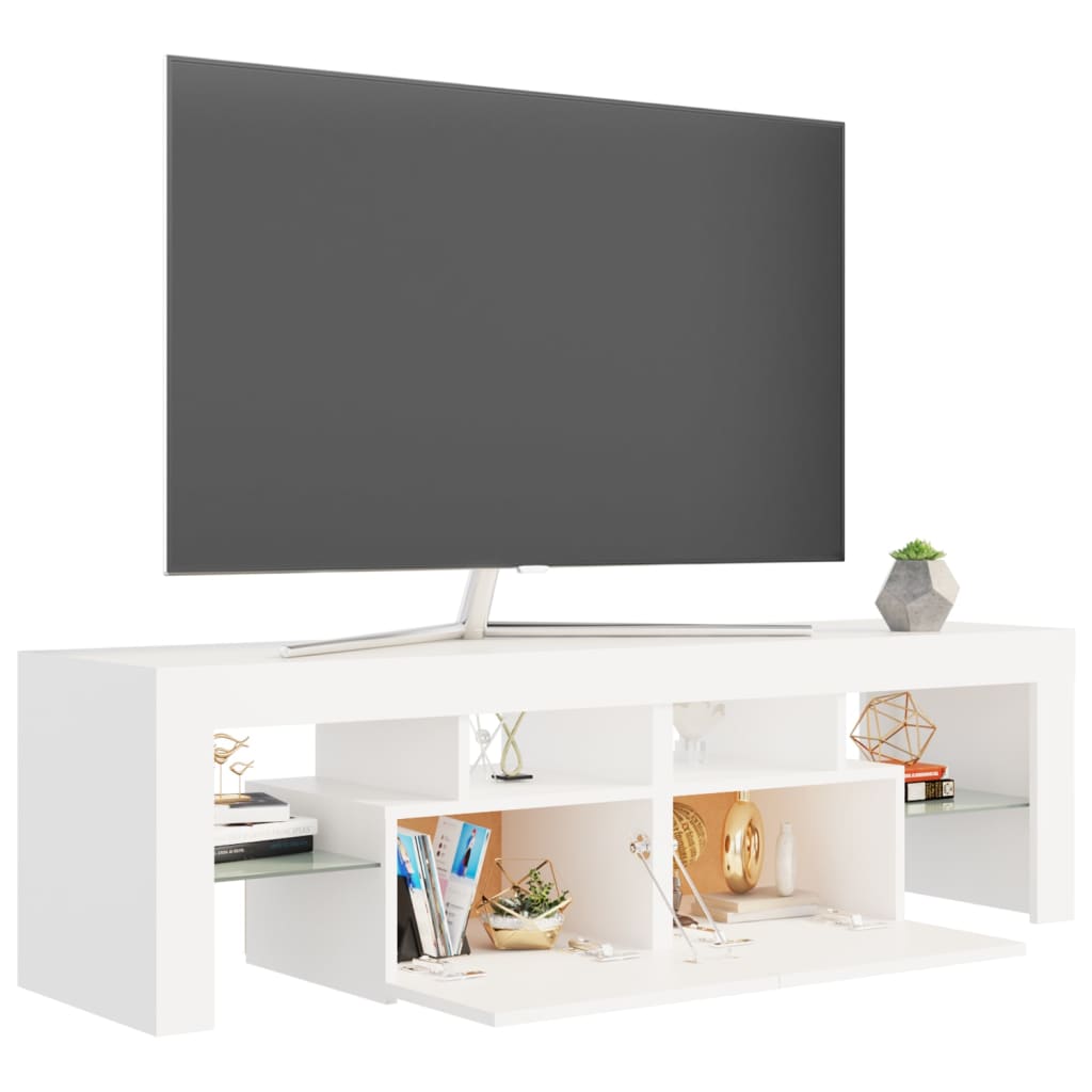 Tv-bänk med LED-belysning vit 140x36,5x40 cm