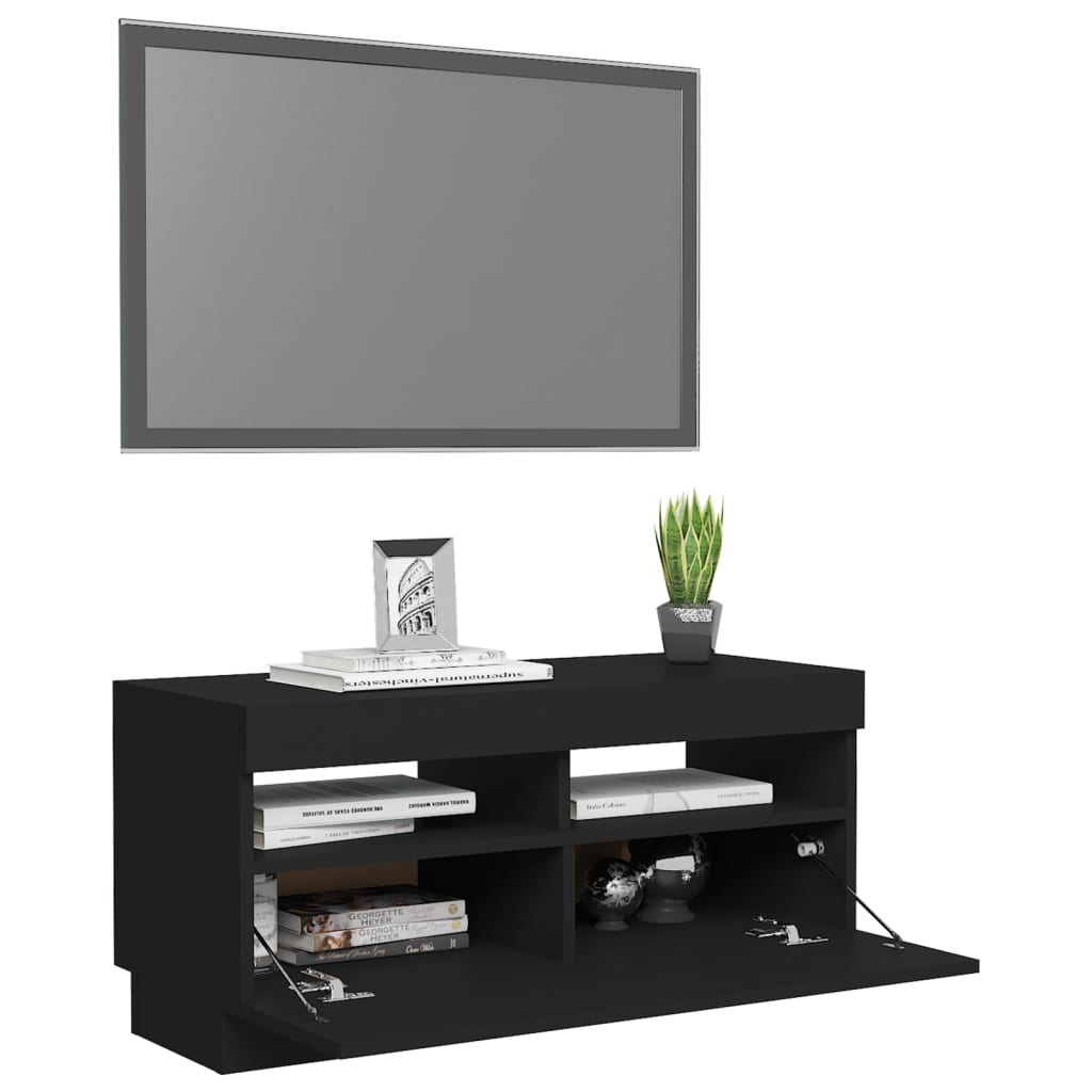 TV-bänk med LED-belysning svart 80x35x40 cm