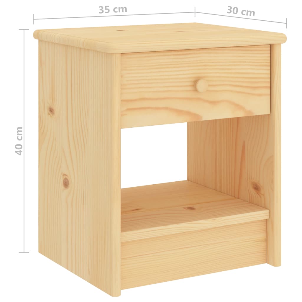 Sängbord naturfärgad 35x30x40 cm massiv furu