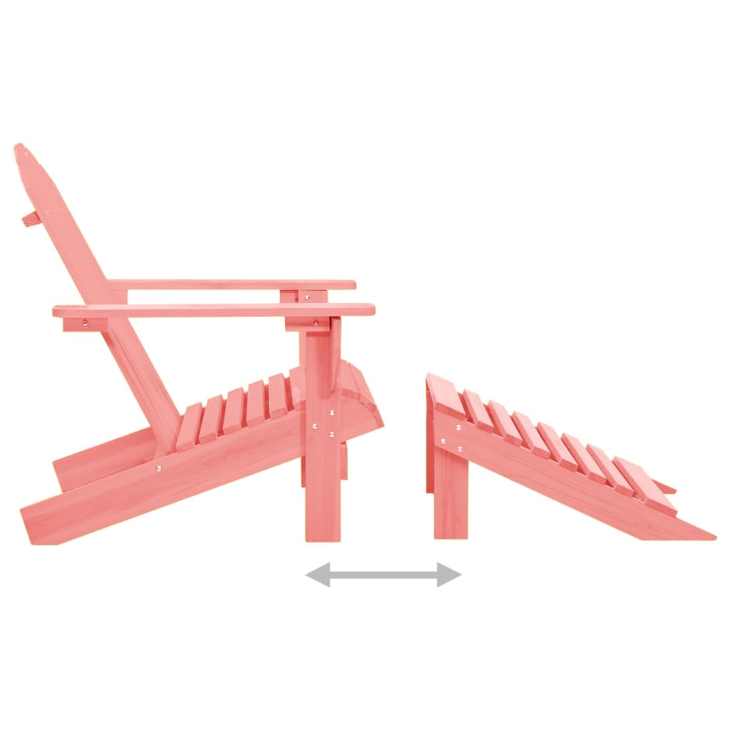 Adirondackstol med fotpall massivt granträ rosa