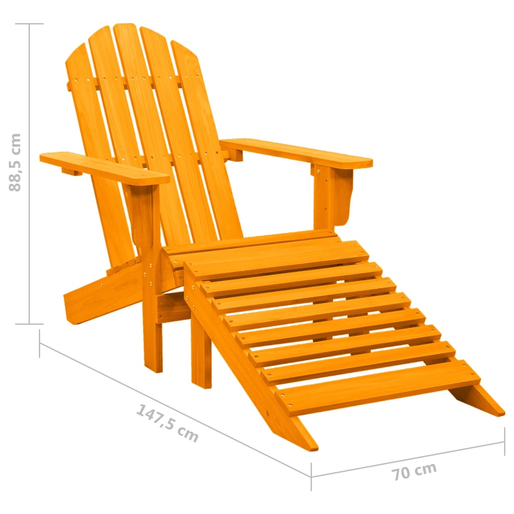 Adirondackstol med fotpall massivt granträ orange