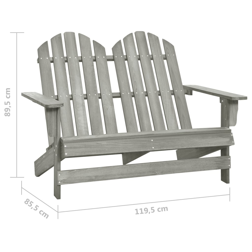 Adirondackstol 2-sits massivt granträ grå