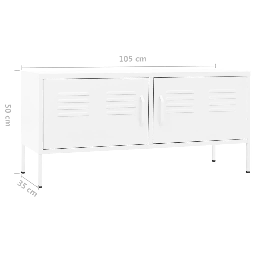 Tv-bänk vit 105x35x50 cm stål