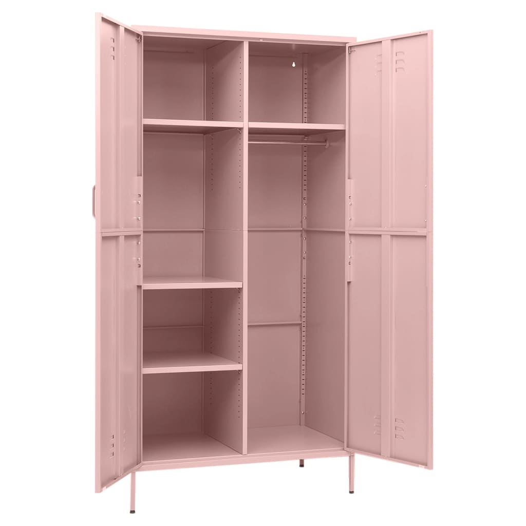 Garderob 90x50x180 cm rosa stål