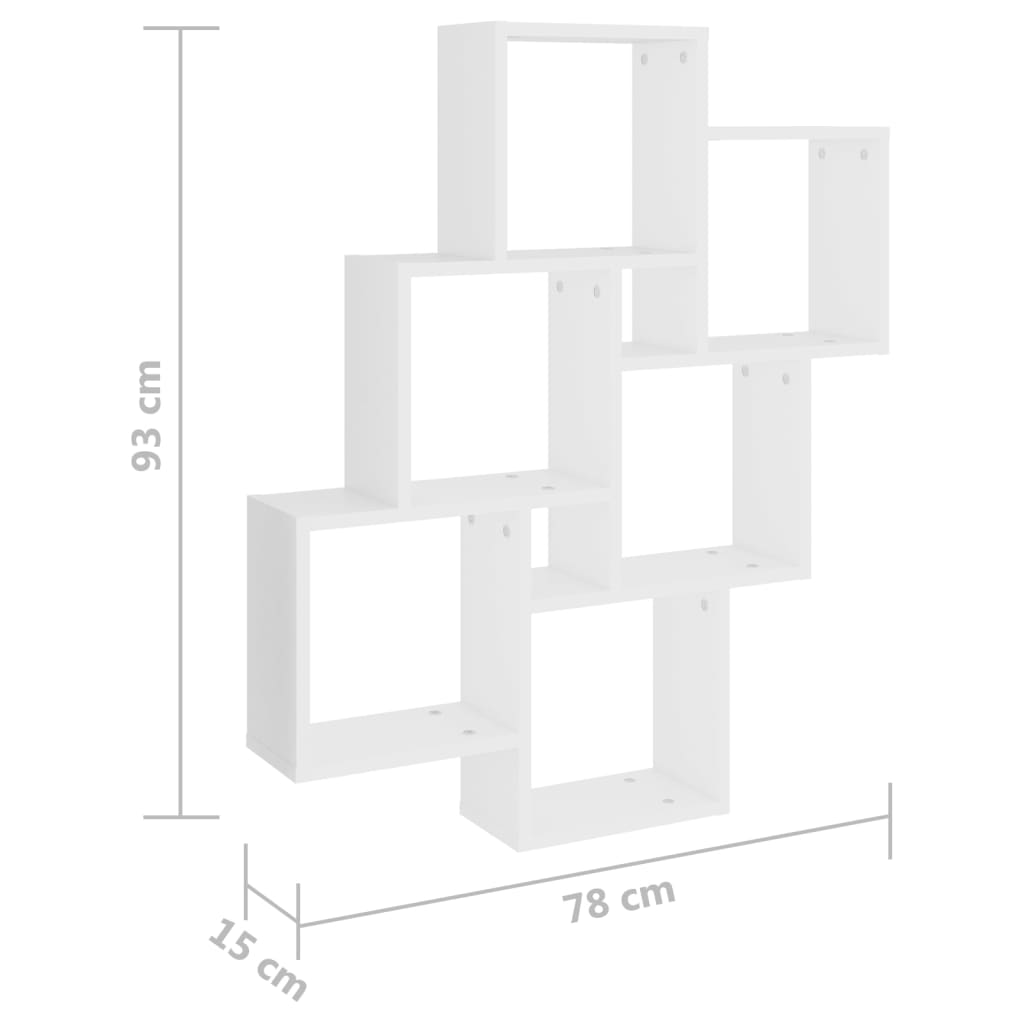 Vägghylla kubformad vit 78x15x93 cm konstruerat trä