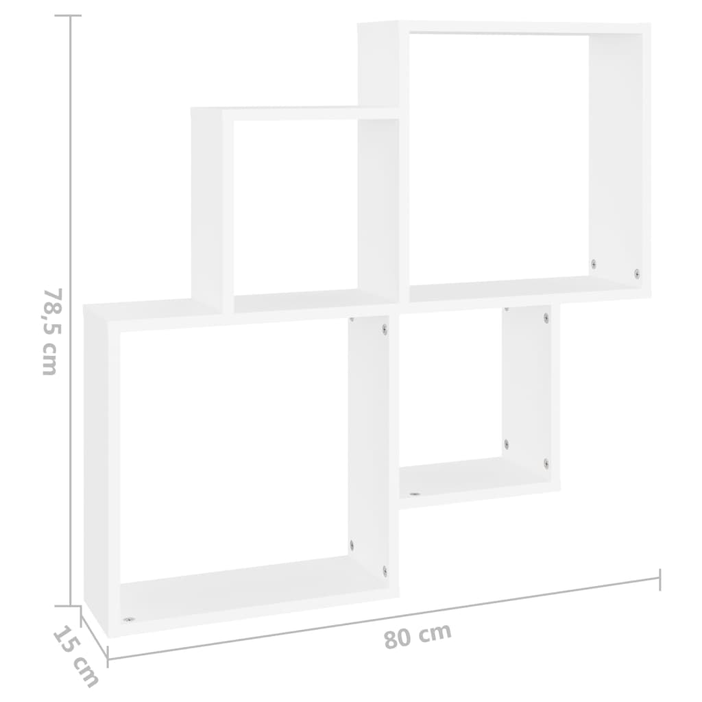 Vägghylla kubformad vit 80x15x78,5 cm konstruerat trä