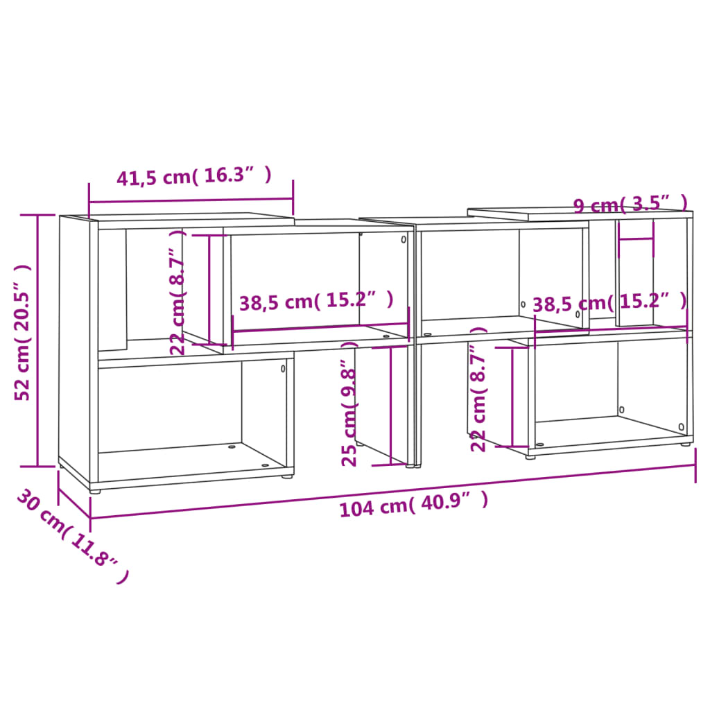 TV-bänk vit 104x30x52 cm konstruerat trä