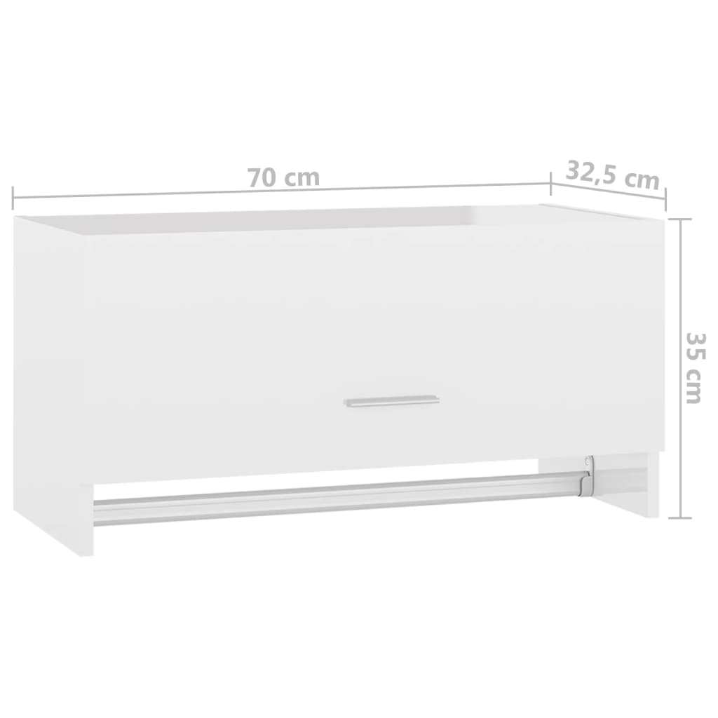 Garderob högglans vit 70x32,5x35 cm konstruerat trä