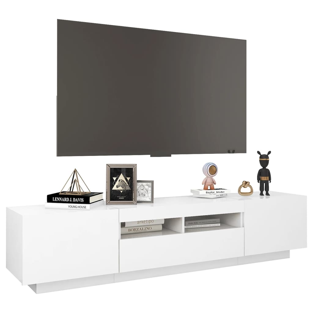 TV-bänk med LED-belysning vit 180x35x40 cm