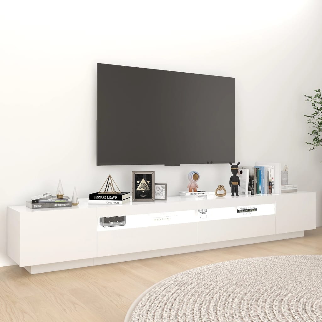 TV-bänk med LED-belysning vit 260x35x40 cm