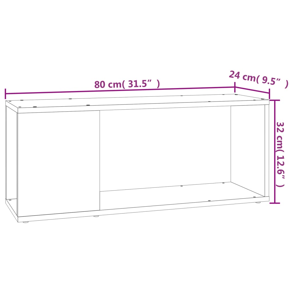 TV-bänk vit 80x24x32 cm konstruerat trä