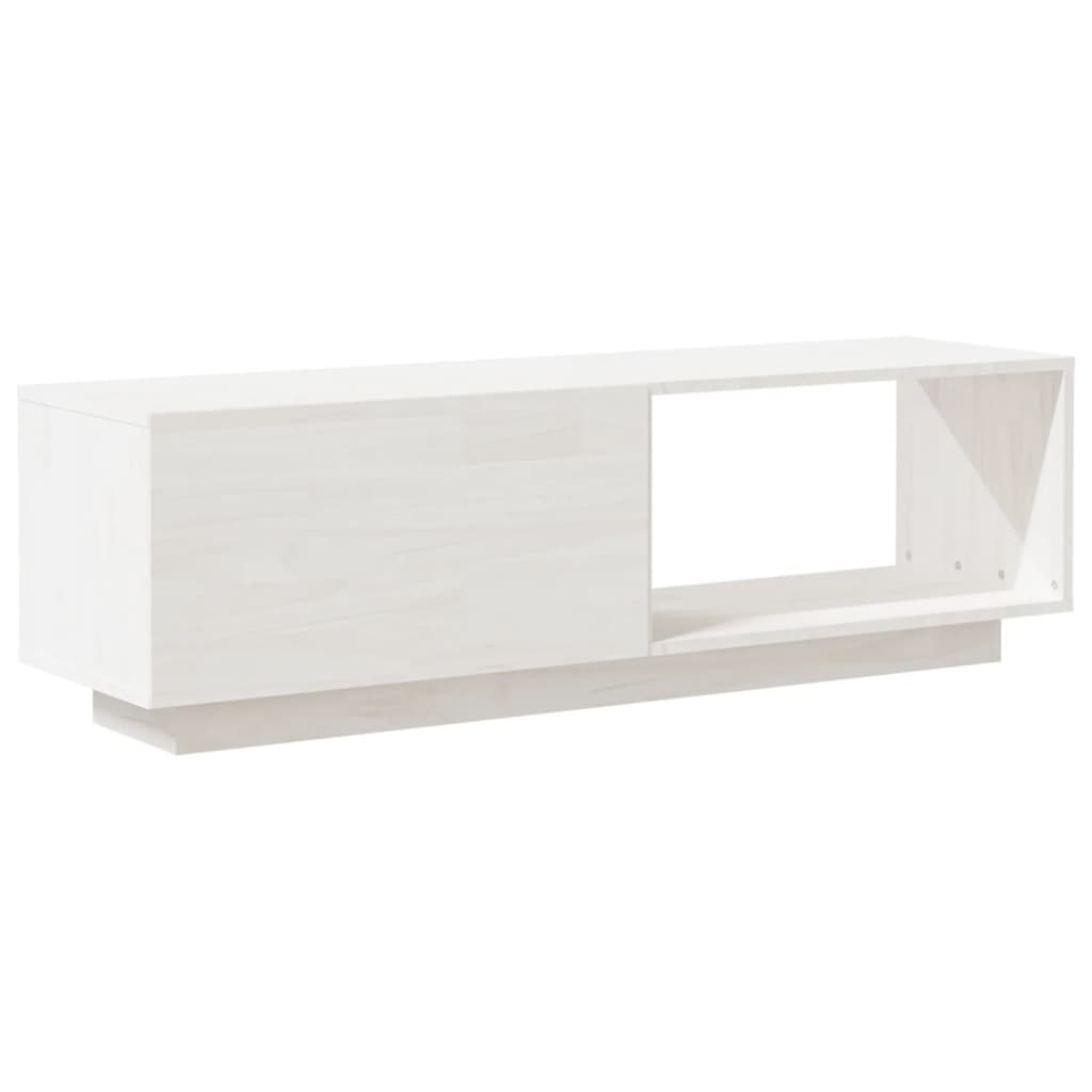 Tv-bänk vit 110x30x33,5 cm massiv furu