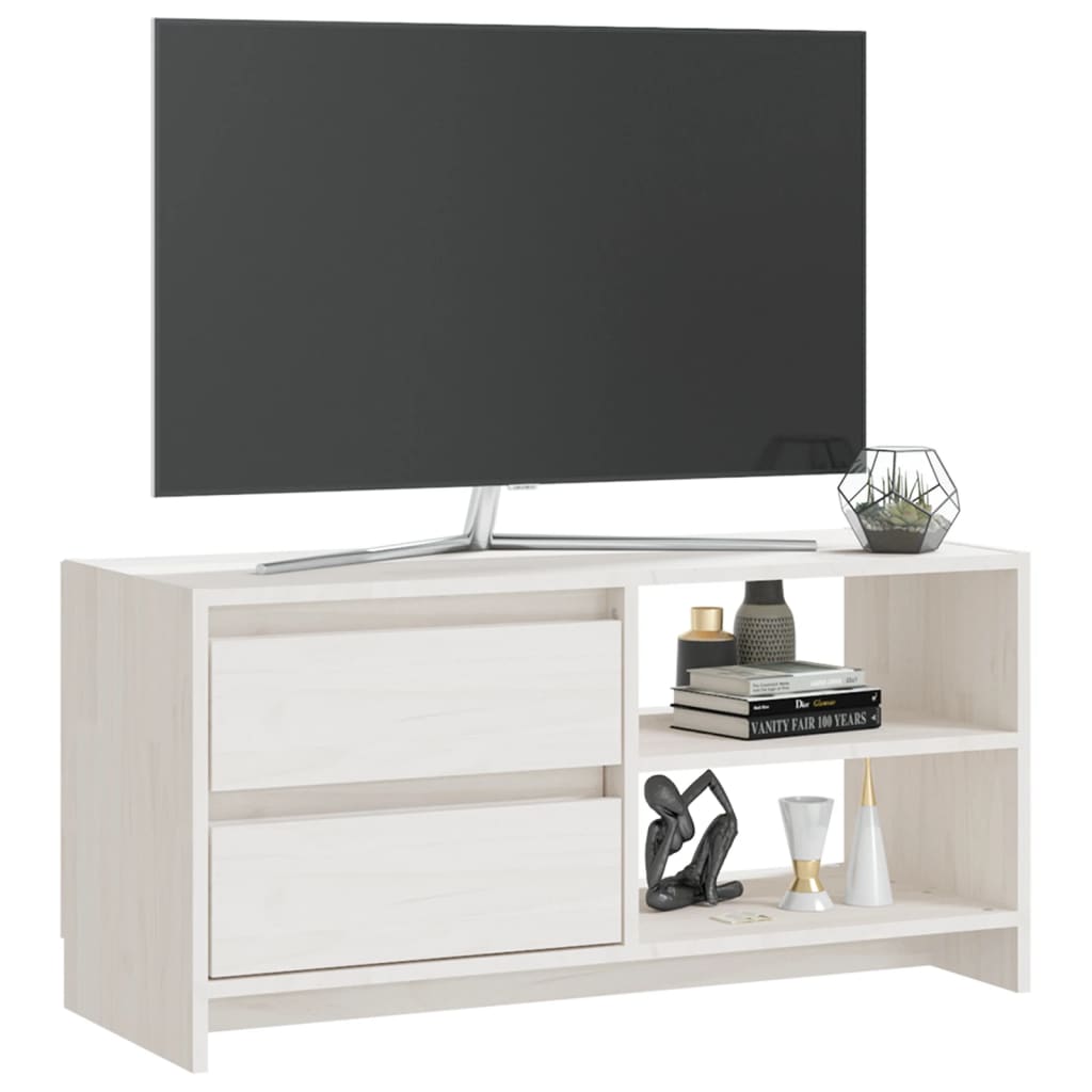 Tv-bänk vit 80x31x39 cm massiv furu