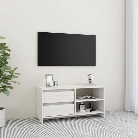 Tv-bänk vit 80x31x39 cm massiv furu