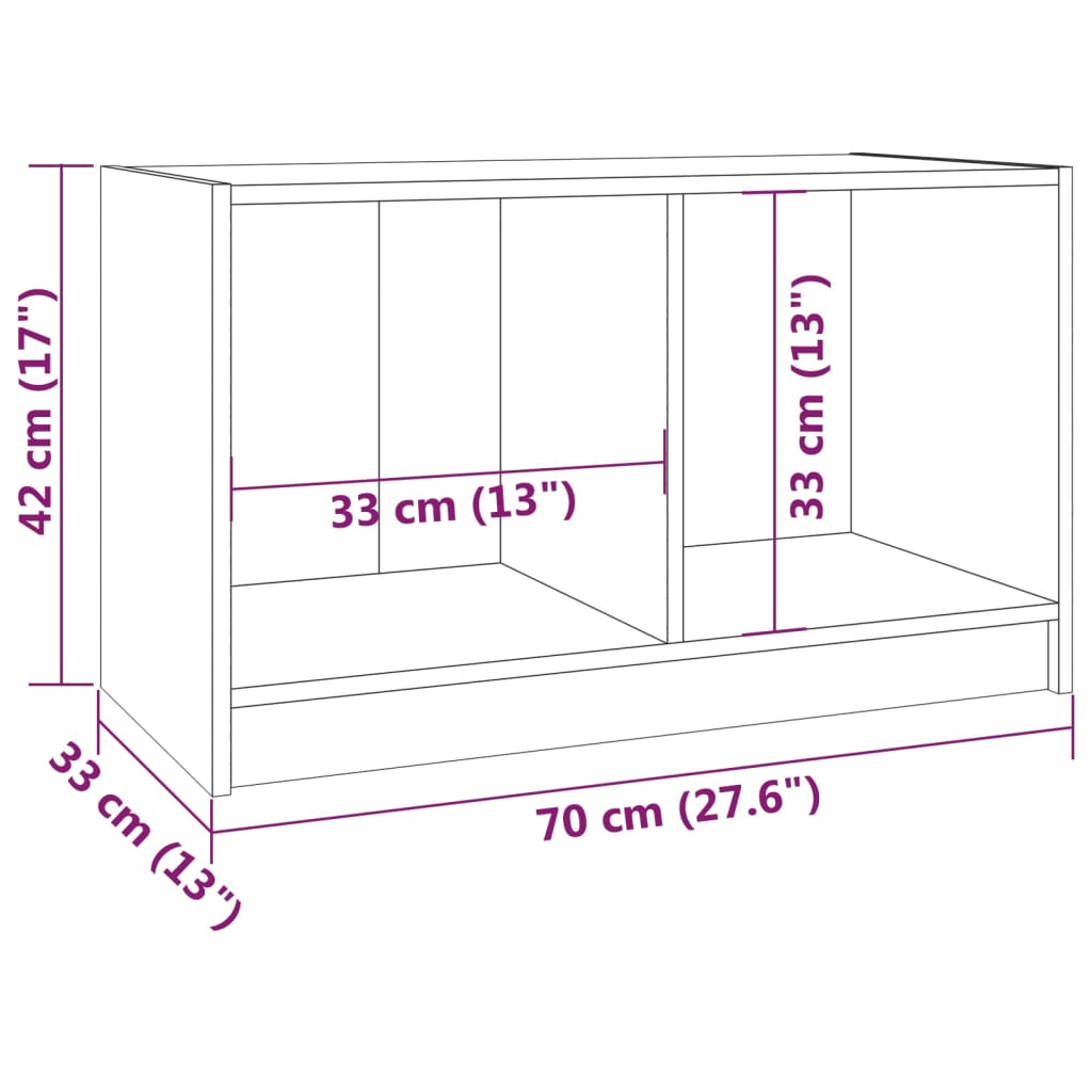 Tv-bänk vit 70x33x42 cm massiv furu