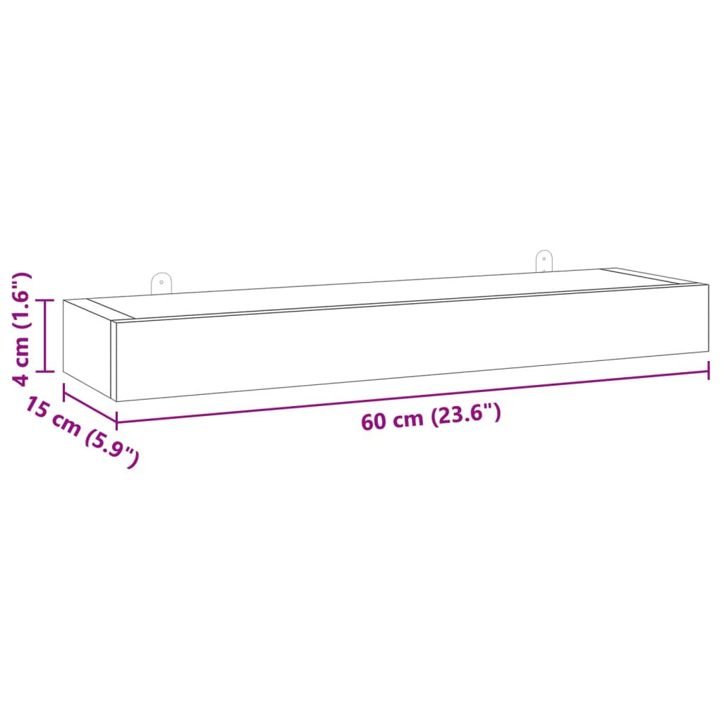 Vägghyllor 2 st 60x15x4 cm massivt teakträ