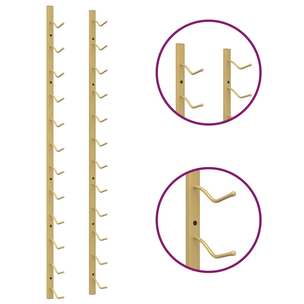 Väggmonterat vinställ för 12 flaskor guld järn