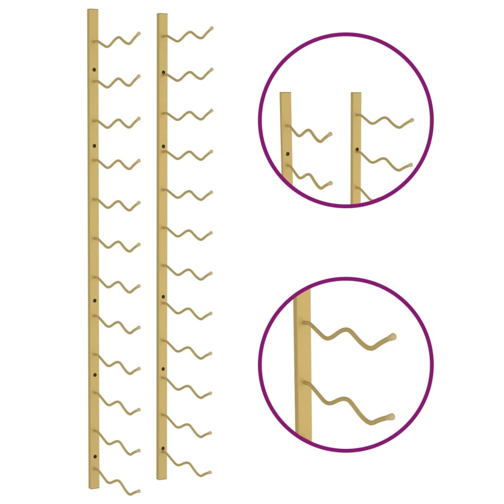 Väggmonterat vinställ för 24 flaskor guld järn