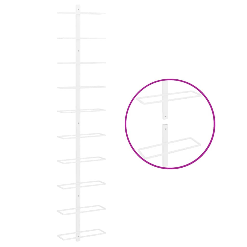 Väggmonterat vinställ för 10 flaskor vit metall