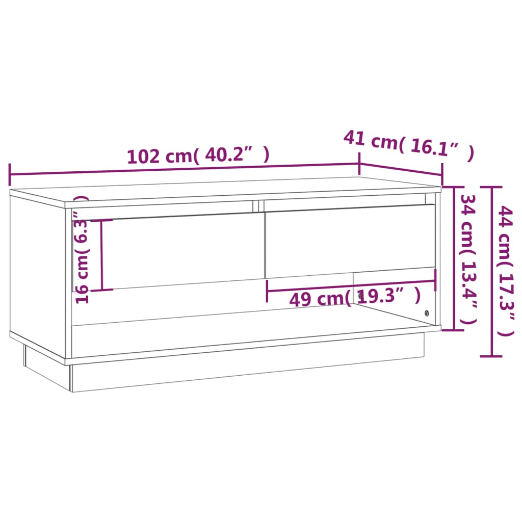 Tv-bänk vit 102x41x44 cm konstruerat trä