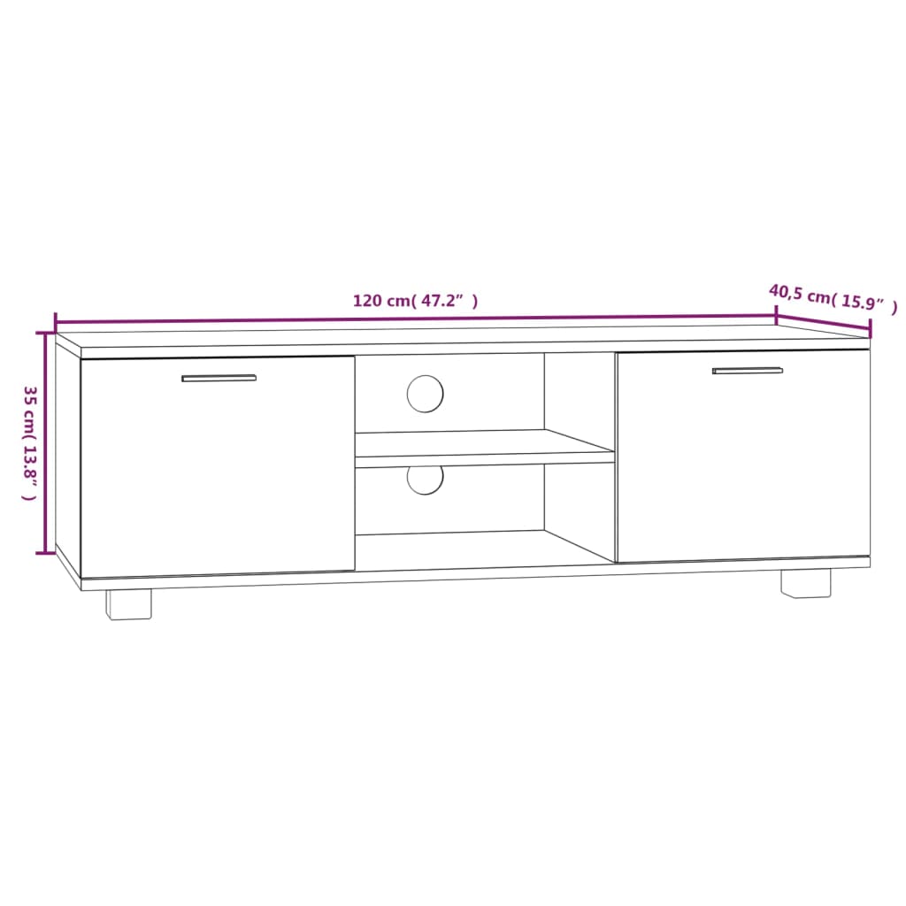 Tv-bänk vit 120x40,5x35 cm konstruerat trä