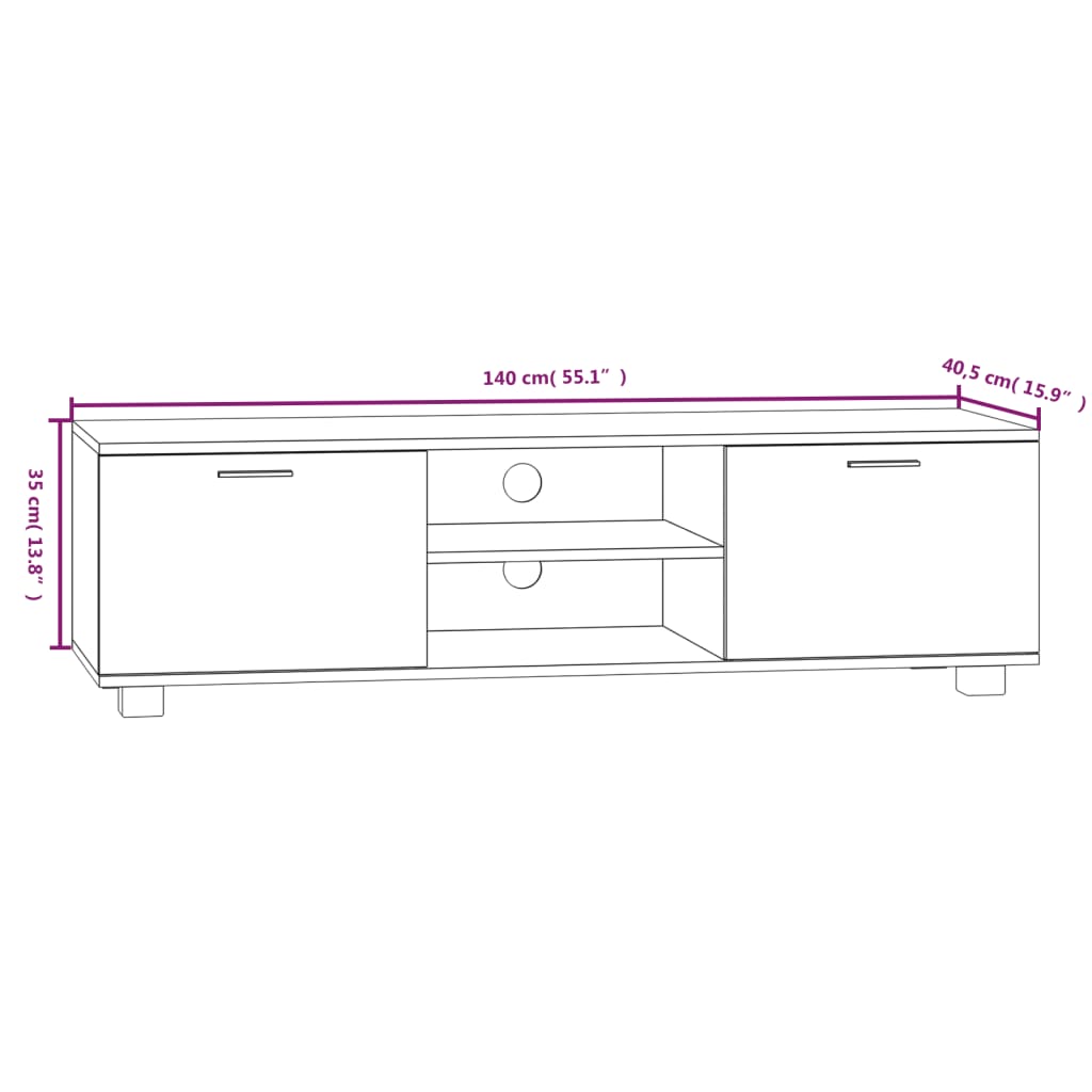 Tv-bänk rökfärgad ek 140x40,5x35 cm konstruerat trä