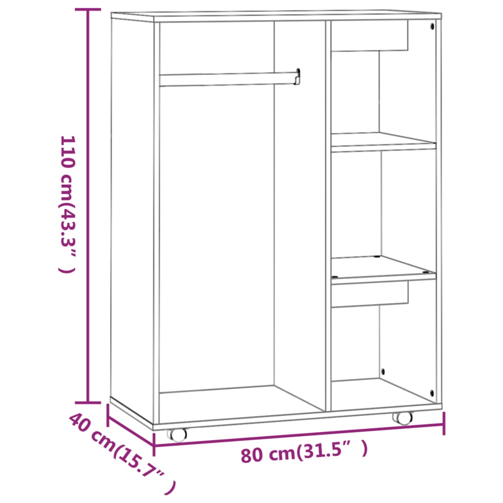 Garderob rökfärgad ek 80x40x110 cm konstruerat trä