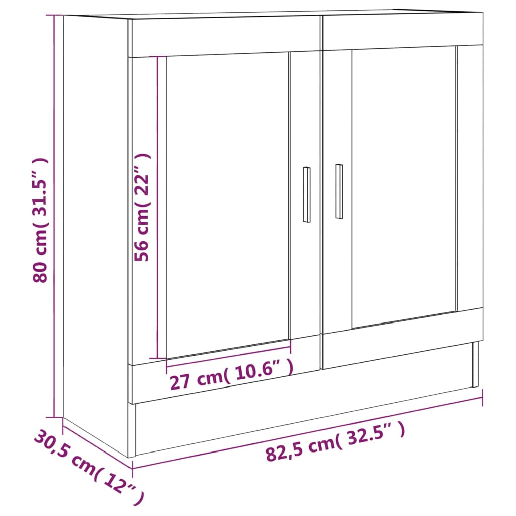 Vitrinskåp rökfärgad ek 82,5x30,5x80 cm konstruerat trä