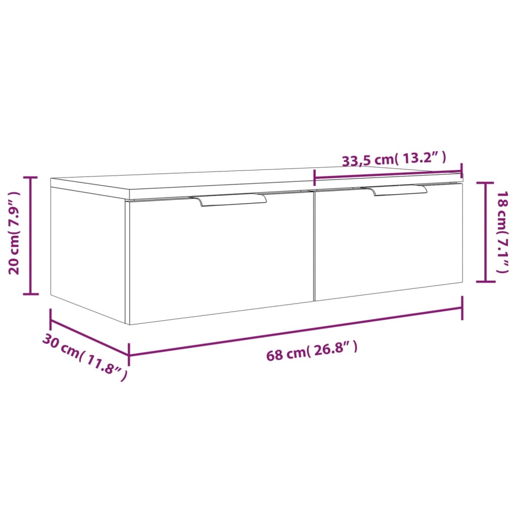 Väggskåp vit 68x30x20 cm konstruerat trä