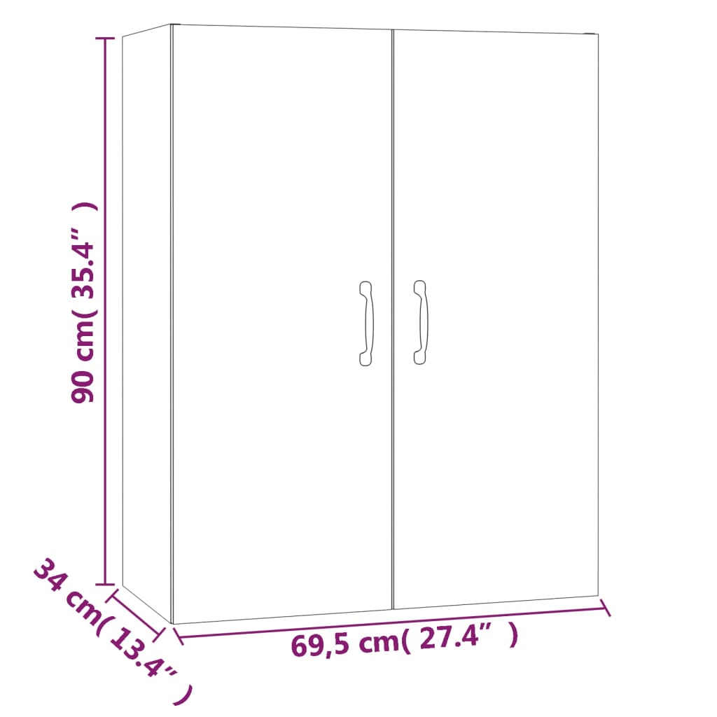 Väggskåp betonggrå 69,5x34x90 cm konstruerat trä